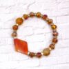 ORANGE GLASS AND STONE BEADED BRACELET - Image 3