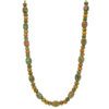 A green stone and wood beaded necklace