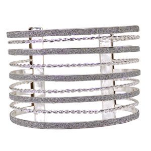 Wide Multi Layer Silver Color Cuff Bracelet