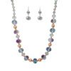 A green glass beaded necklace and earrings set