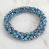 TURQUOISE & BLUE GLASS BEADED STRETCH BRACELET - Image 2