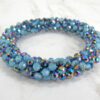 TURQUOISE & BLUE GLASS BEADED STRETCH BRACELET - Image 3