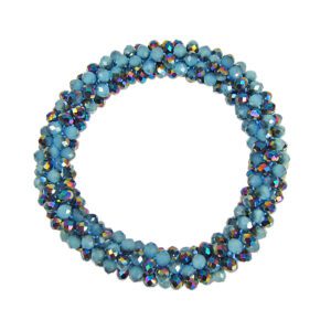 Turquoise and Blue Grass Beaded Stretch Bracelet