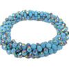 TURQUOISE & BLUE GLASS BEADED STRETCH BRACELET - Image 5