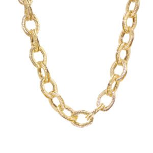 A gold link necklace chunky piece of jewelry