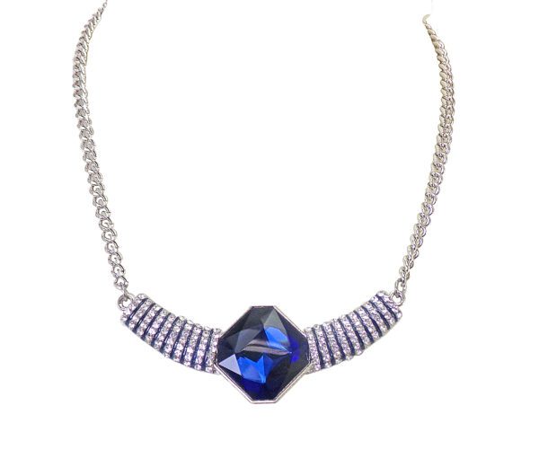 Blue And Clear Crystal Necklace