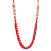 A red and topaz all glass beaded necklace