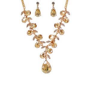Topaz crystal teardrop necklace and earrings