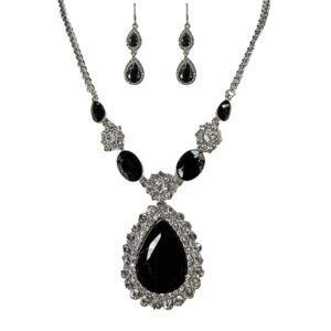 Black Crystal Teardrop Statement Set