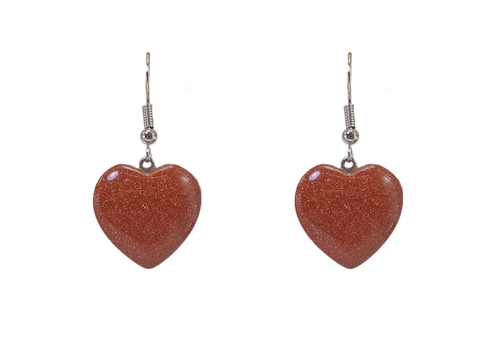 Sandstone Heart Shaped Earrings With Hooks