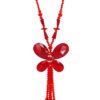 RED GLASS BUTTERFLY PENDANT WITH TASSEL - Image 7