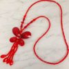 RED GLASS BUTTERFLY PENDANT WITH TASSEL - Image 3