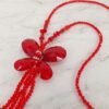 RED GLASS BUTTERFLY PENDANT WITH TASSEL - Image 4