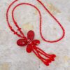 RED GLASS BUTTERFLY PENDANT WITH TASSEL - Image 2