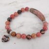 PINK HEART CHARM BRACELET IN RHODONITE STONES - Image 3