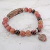 PINK HEART CHARM BRACELET IN RHODONITE STONES - Image 2