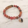 PINK HEART CHARM BRACELET IN RHODONITE STONES - Image 5