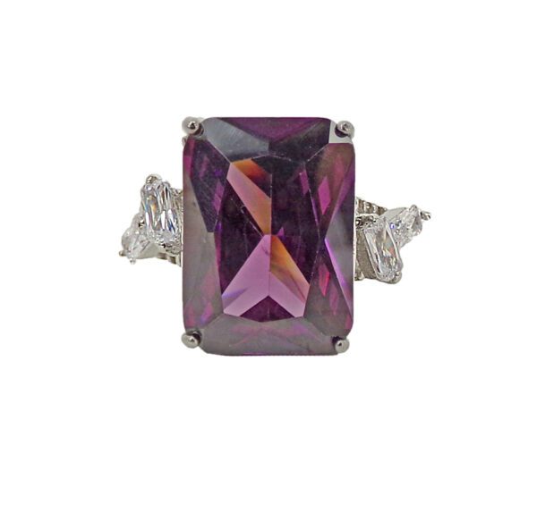 Large Cubic Purple Color Zirconia Stone Ring