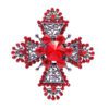 Red Crystal Maltese Cross Pin With Silver Pattern