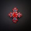 RED CRYSTAL MALTESE CROSS PIN - Image 2