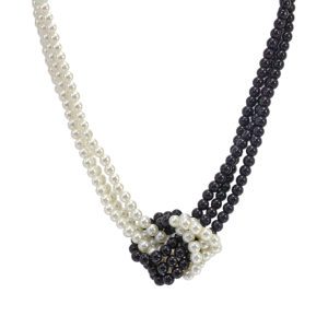 A black and white chunky pearl necklace