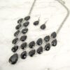 BLACK CRYSTAL STATEMENT NECKLACE & EARRING SET - Image 2