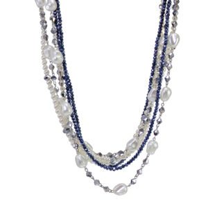 A pearl and glass multi strand necklace piece