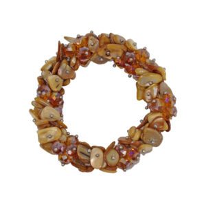 Brown Shell and Glass Beaded Stretch Bracelet