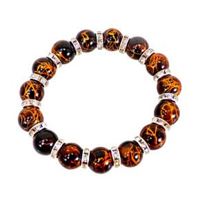Brown Glass and Crystal Stretch Bracelet