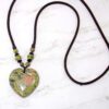 GREEN UNAKITE STONE HEART PENDANT - Image 2