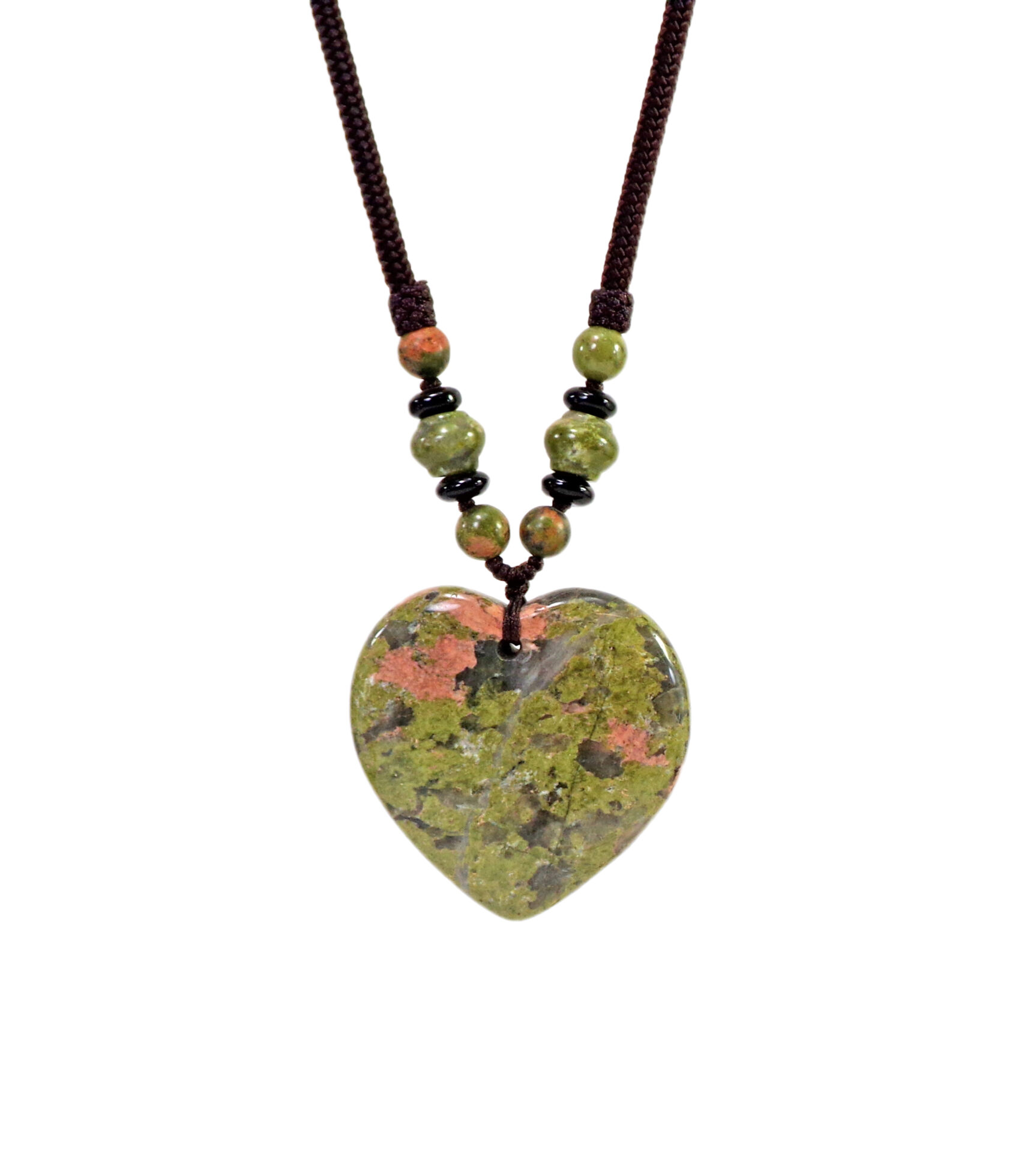 Green Unakite Stone Heart Pendant