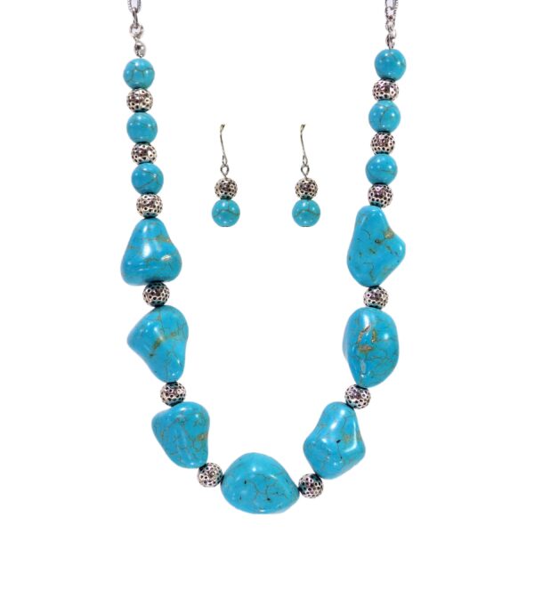 Turquoise Stone Necklace and Earring Set