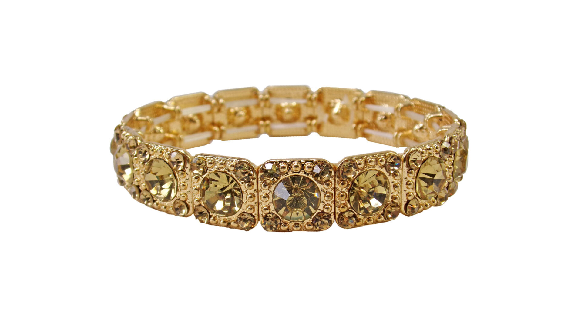 Topaz Crystal Stretch Bracelet in Gold Color