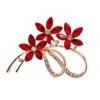 Red Color Stone Crystal Ring Pin in Gold