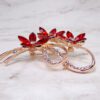 RED CRYSTAL FLOWER PIN - Image 6