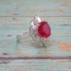 RED OVAL CUBIC ZIRCONIA STONE RING - Image 5