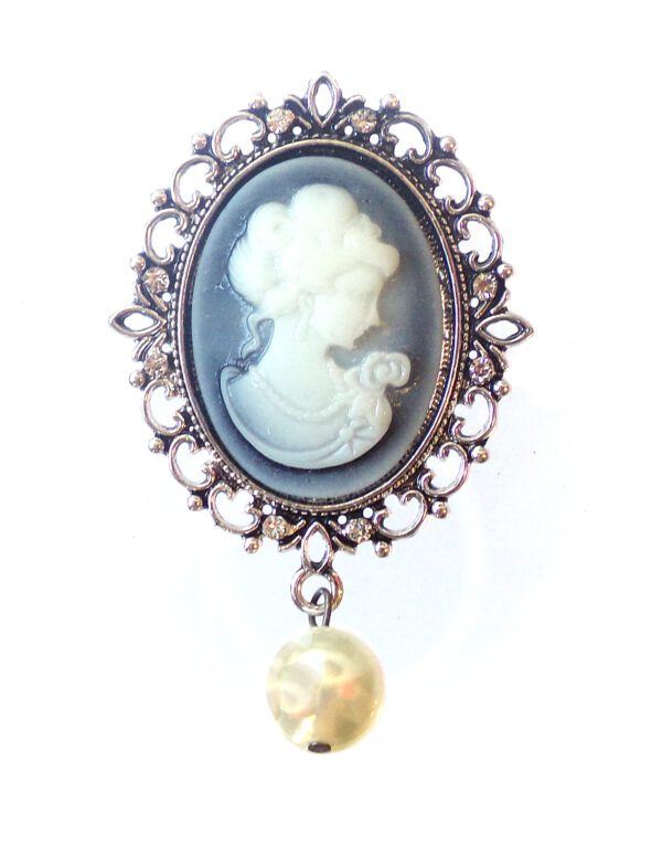 A Brooch With a Woman Figure With a Pearl Copy One