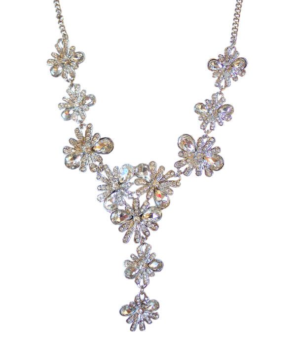Dramatic Crystal Statement Necklace in Floral Pattern