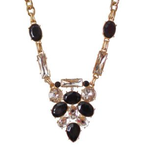 Black and Clear Crystals Statement Necklace