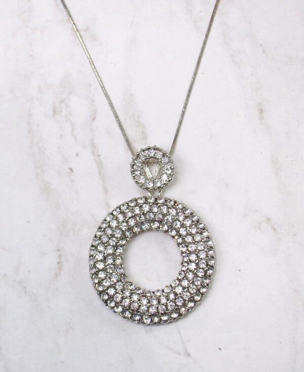 Large Round Clear Crystals Pendant Necklace With Chain Copy