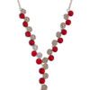 Red and Rhinestones Studded Necklace With Gold Chain Two
