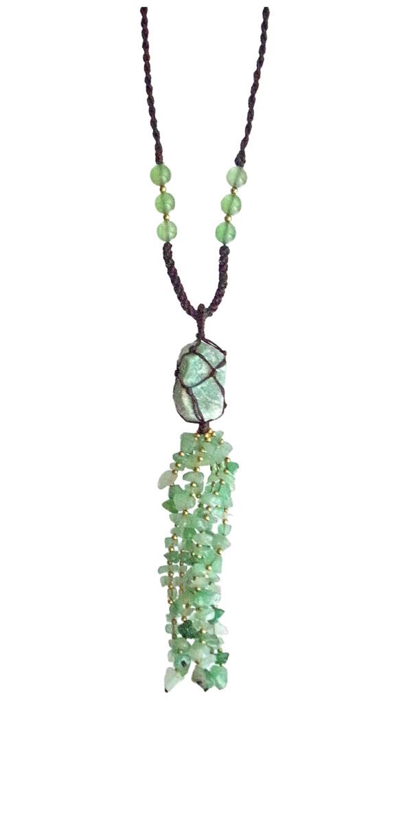 Green Aventurine Stone Tassel Necklace