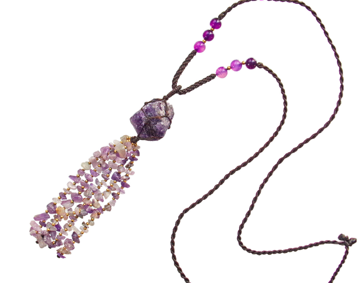 Purple Amethyst Stone Tassel Necklace