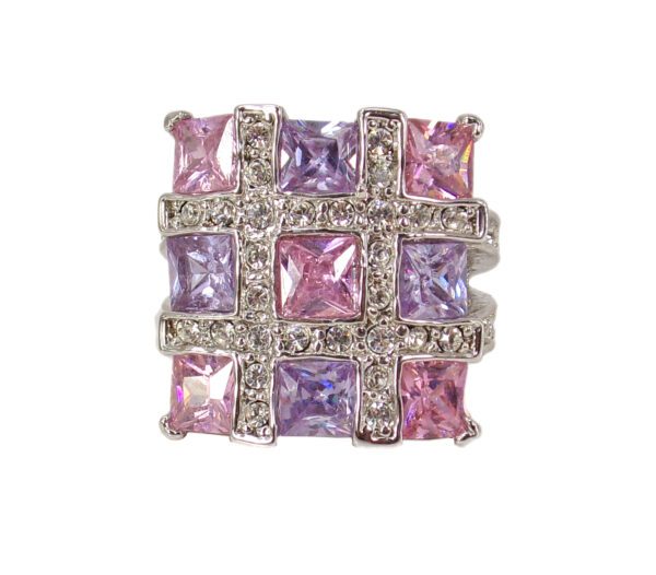 Pink And Purple Cubic Zirconia Ring