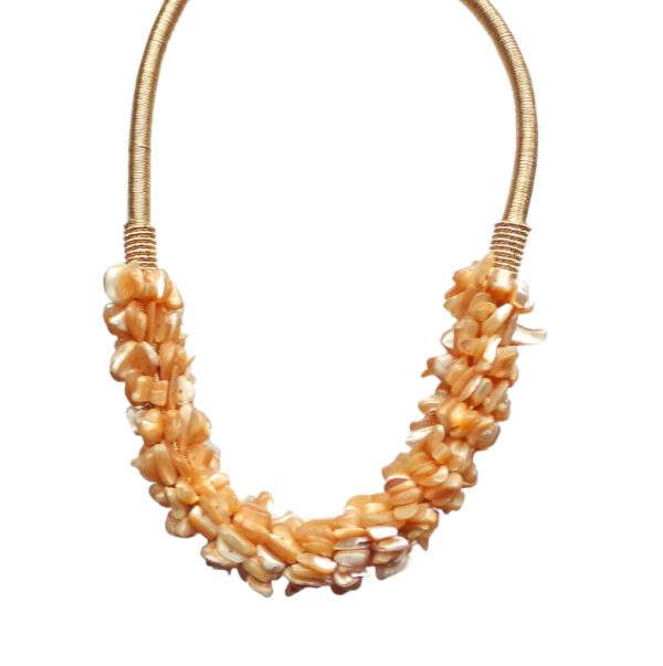 Beige Shell Cluster Beaded Necklace