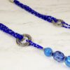 LONG BLUE BEAD AND SEED BEADED NECKLACE - Image 8