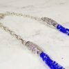 LONG BLUE BEAD AND SEED BEADED NECKLACE - Image 9