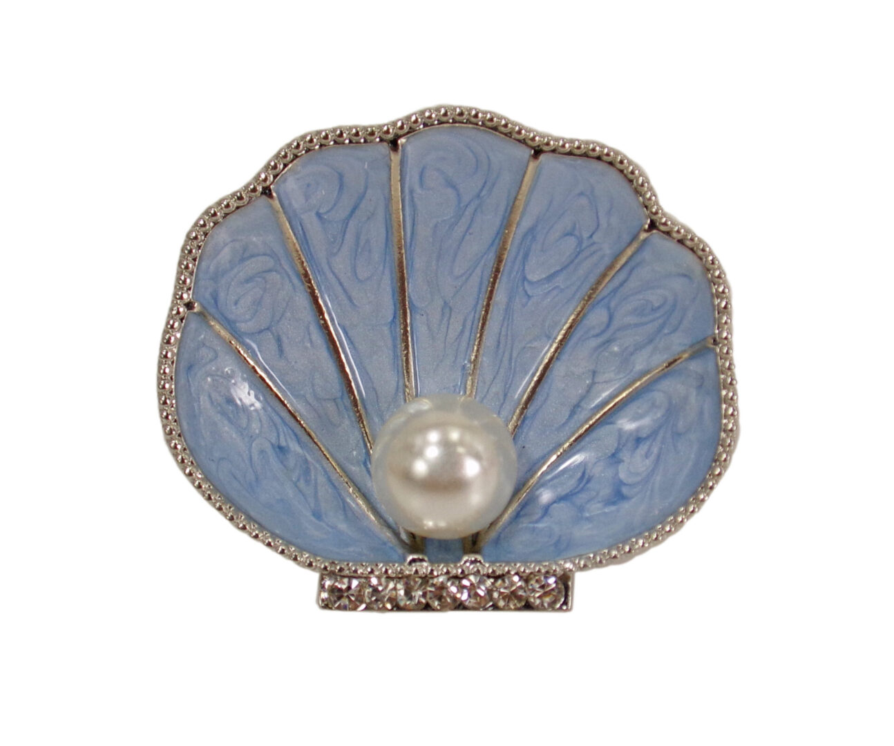 Light Blue Sea Shell Pin Brooch With Pearl