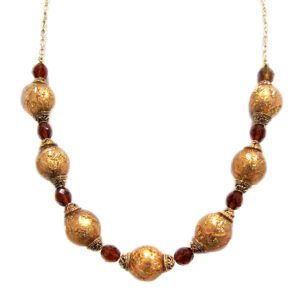 Large Gold Leaf Beaded Statement Necklace