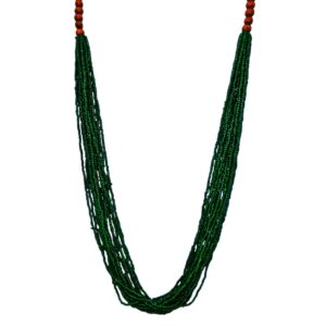 GREEN COLOR SEED BEAD AND WOOD NECKLACE
